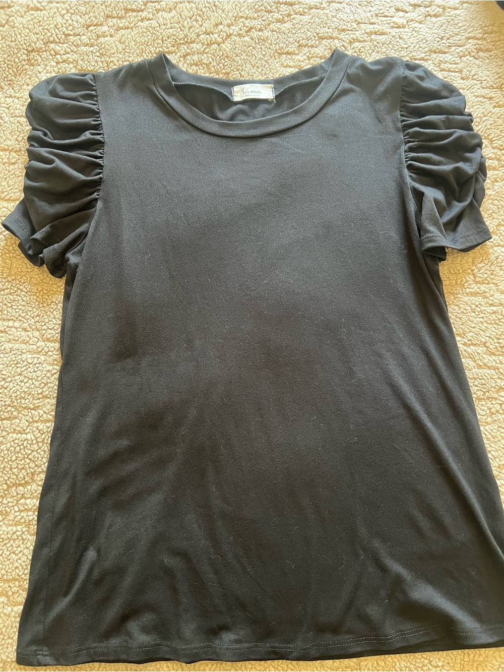 Black Puff Sleeve Crewneck Tee